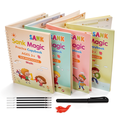 Kids Magic Practice Books - 4 Reusable Magic Books With 10 Pen Refills.